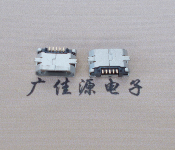 宿迁Micro USB平口全贴板 鱼叉脚5.0长带定位柱加焊盘