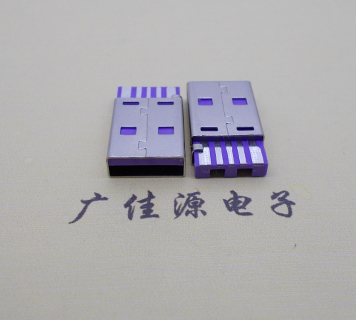 宿迁短路usbA公5p焊线式大电流 紫色胶芯快充插头