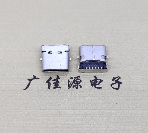 宿迁type c24p板上双壳连接器接口 DIP+SMT L=10.0脚长1.6母头